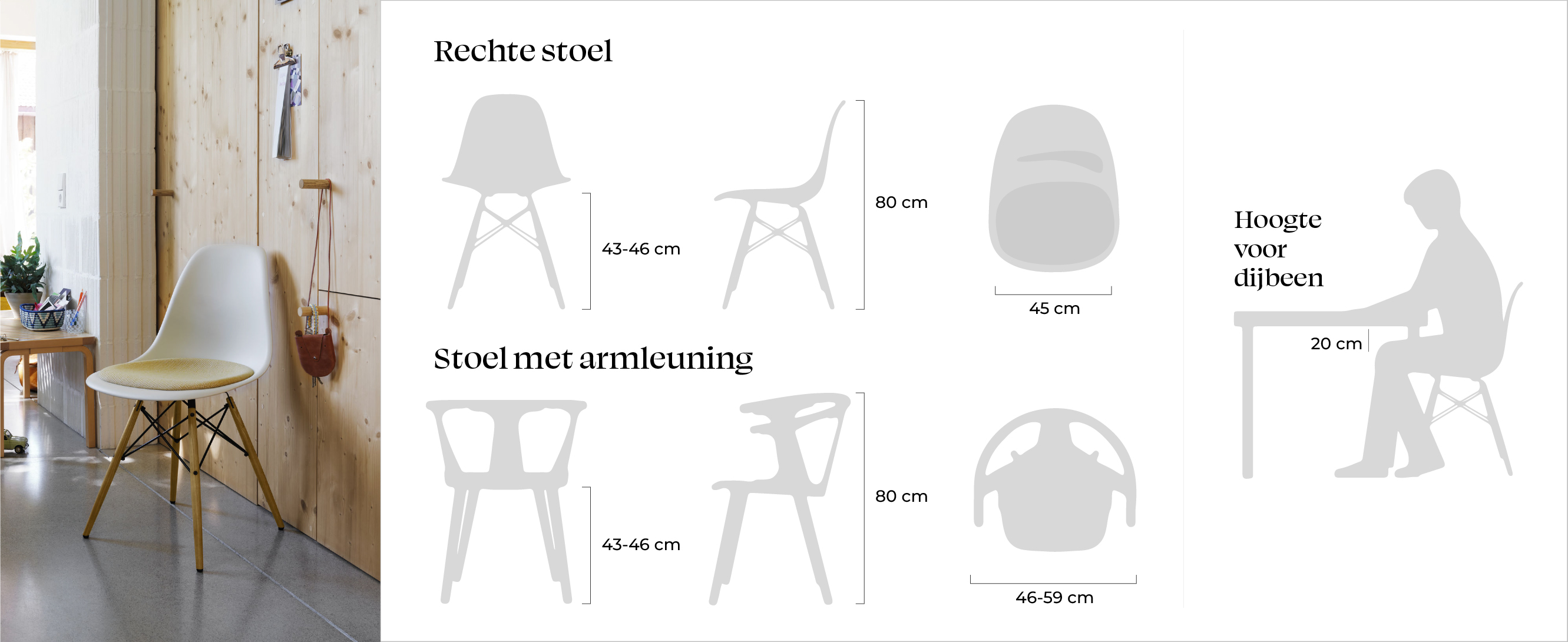 Hoe hoog en hoe breed is een stoel? Afmetingen van een ideale eetkamerstoel met en zonder armleuningen